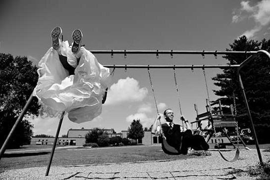 Bride & Groom swinging 