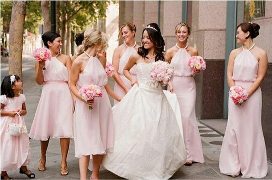 Same color different lengths Bridesmaids Dresses