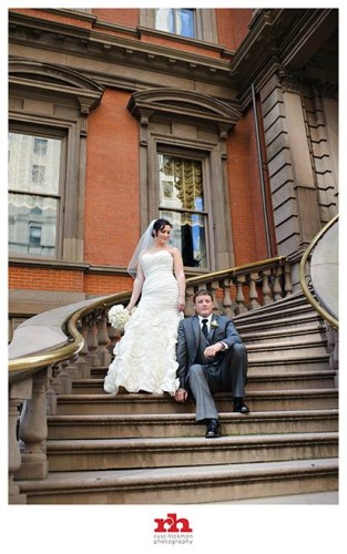 Bride and Groom on Staircase