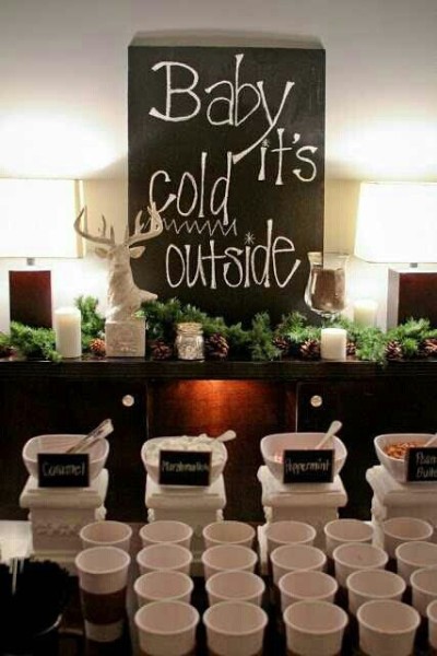 Hot chocolate station at wedding
