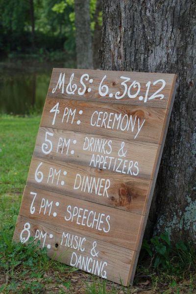 Wedding Sign Itinerary