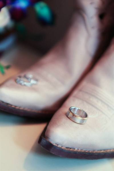 Brides Cowboy Boots and Rings