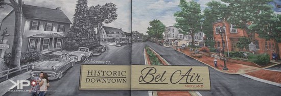 Historic Downtown Bel Air Mural in the downtown parking lot