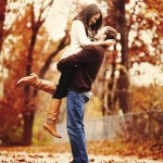 Fall Engagement Photo Ideas - Hug in the Leaves